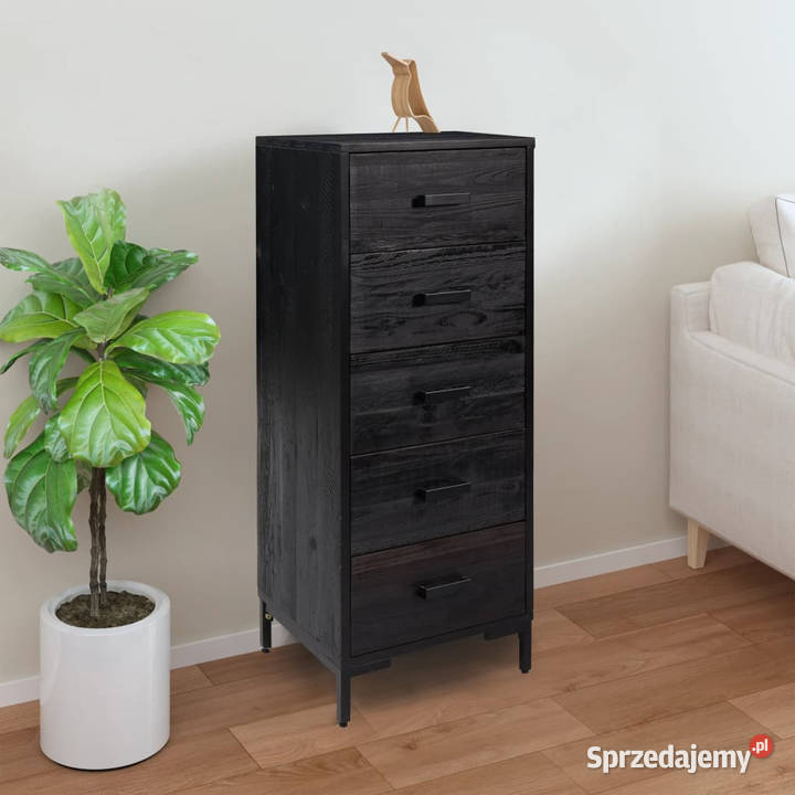 Komoda czarna 42x35x110 lite drewno sosnowe Warszawa