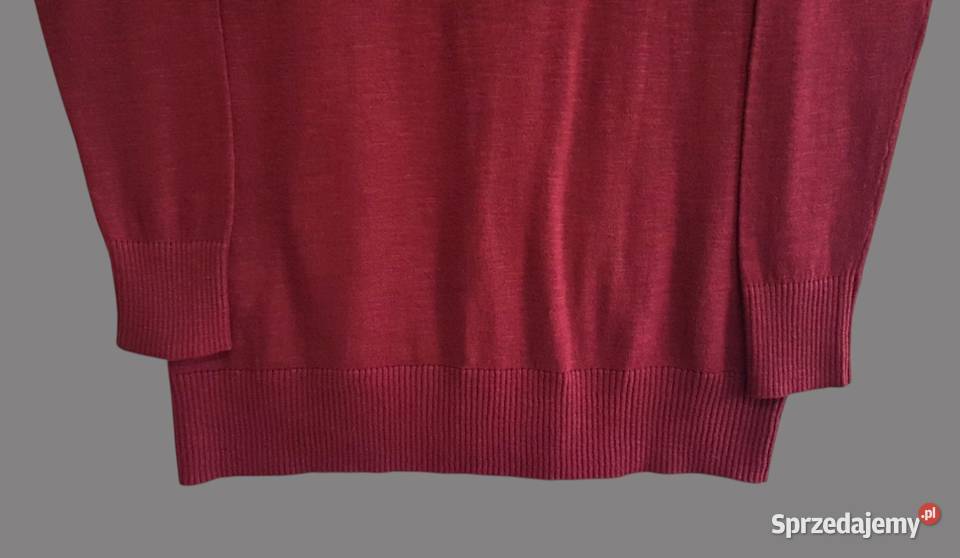 Damski bawełniany sweternarzutka bordowa z Bez wzoru Chrzanów