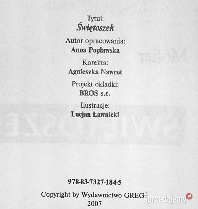 Świętoszek Molier Lektura z opracowaniem Chełm sprzedam