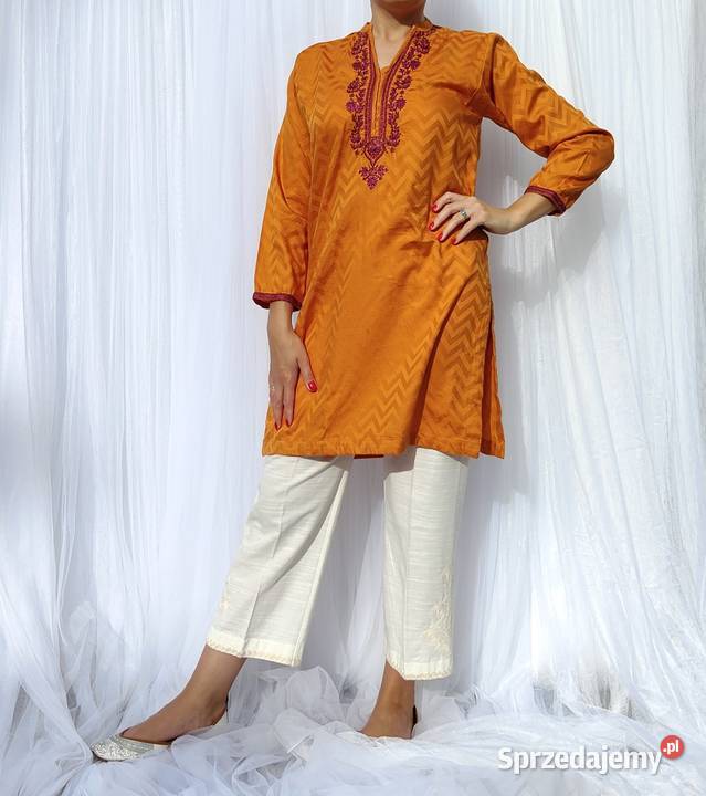 Pomarańczowa tunika Bollywood S 36 kameez haft Szczecin