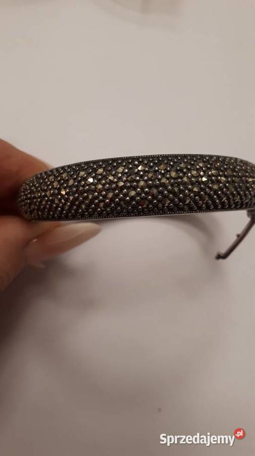 Bransoleta srebrna bangla z markazytami