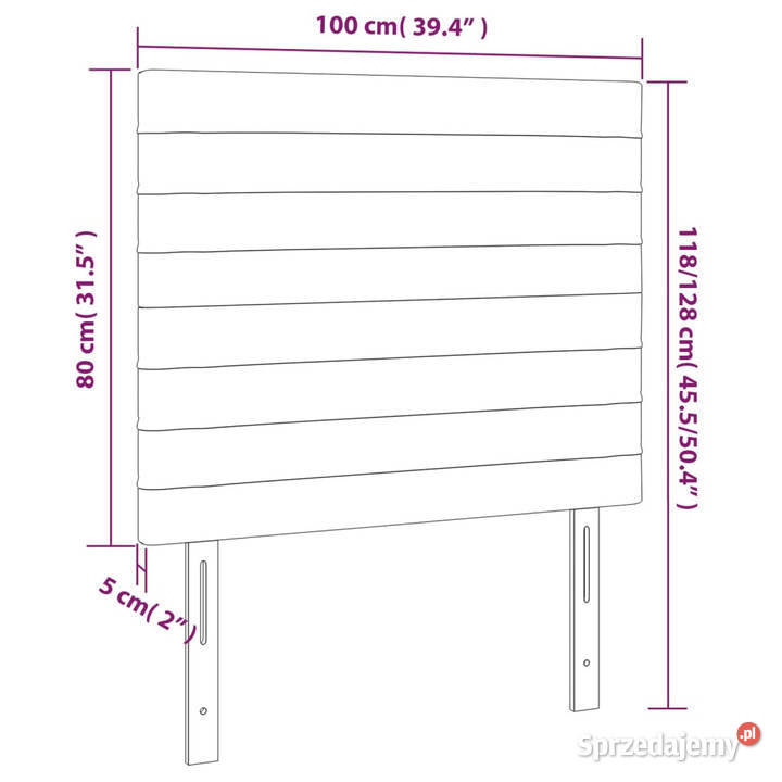 Zagłówek do łóżka z LED kremowy 100x5x118128