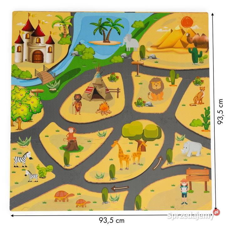 Mata piankowa dzieci puzzle safari