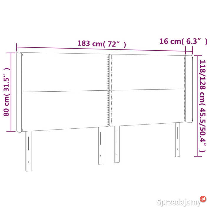 Zagłówek do łóżka z LED jasnoszary 183x16x118128 Warszawa sprzedam