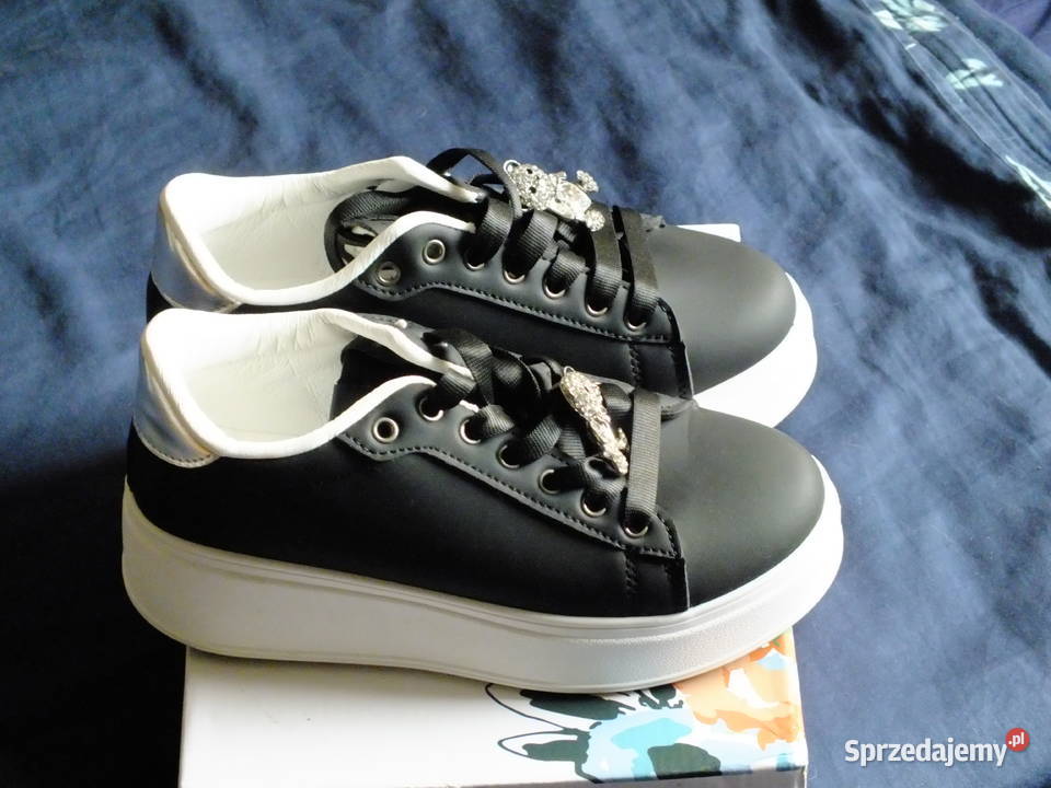 Sprzedam damskie czarne sneakersy na platformie 23cm Gdańsk