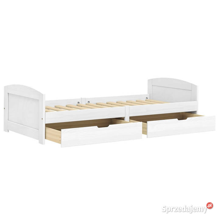 Łóżko dzienne 2 szuflady IRUN białe sosna 90x200 205cm Łóżka Warszawa