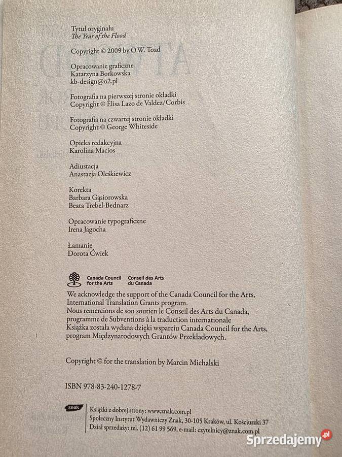 potopu Margaret Atwood twarda Kraków sprzedam