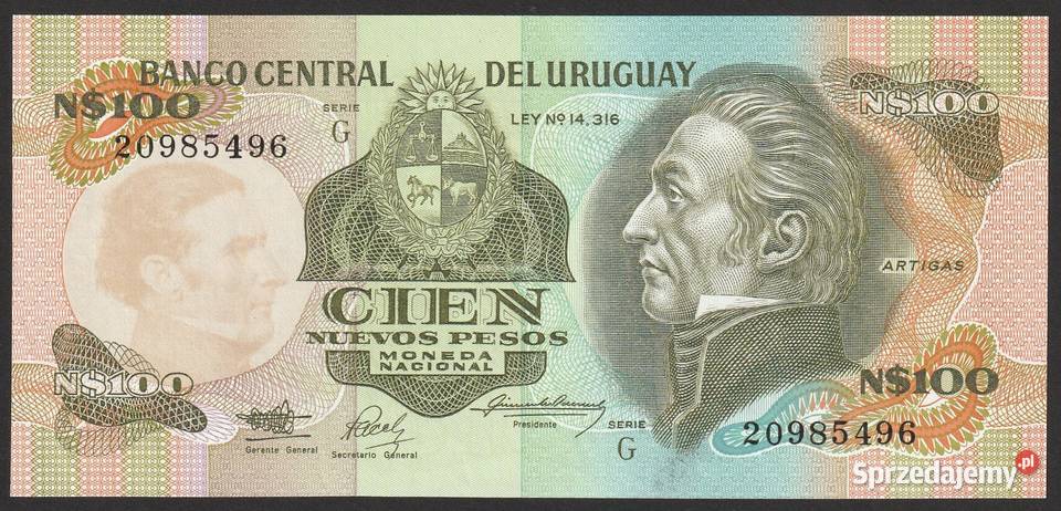URUGWAJ 100 PESOS 1987 STAN BANKOWY UNC sprzedam