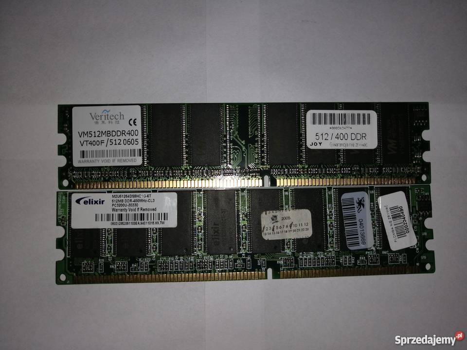Pamięci ram DDR2 2X 512 MB 400 MHz CL3