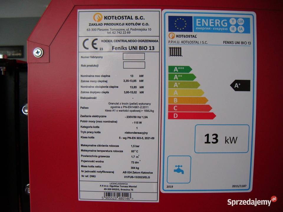 Kocioł co Feniks Uni Bio 13 kW pellet piec Ogrzewanie dolnośląskie