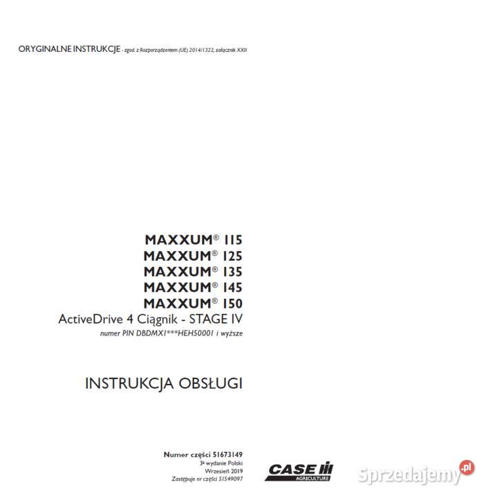 CASE MAXXUM 115 125 135 145 150 stage IV pomorskie Gdańsk