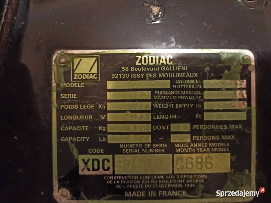 Ponton Zodiac lata 80 Olsztyn