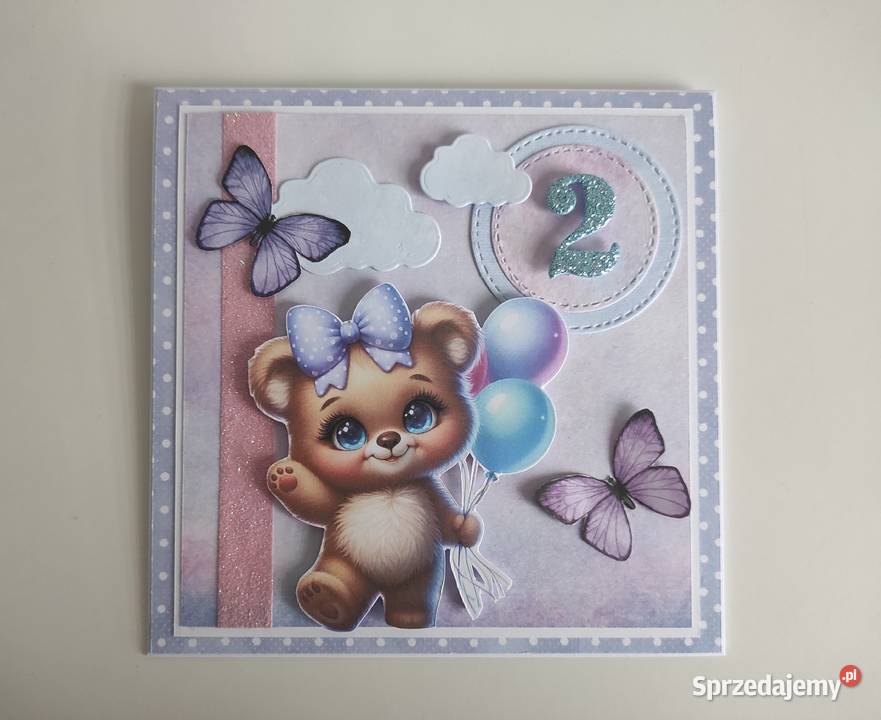 Kartka ręcznie robiona na urodziny roczek z Łódź