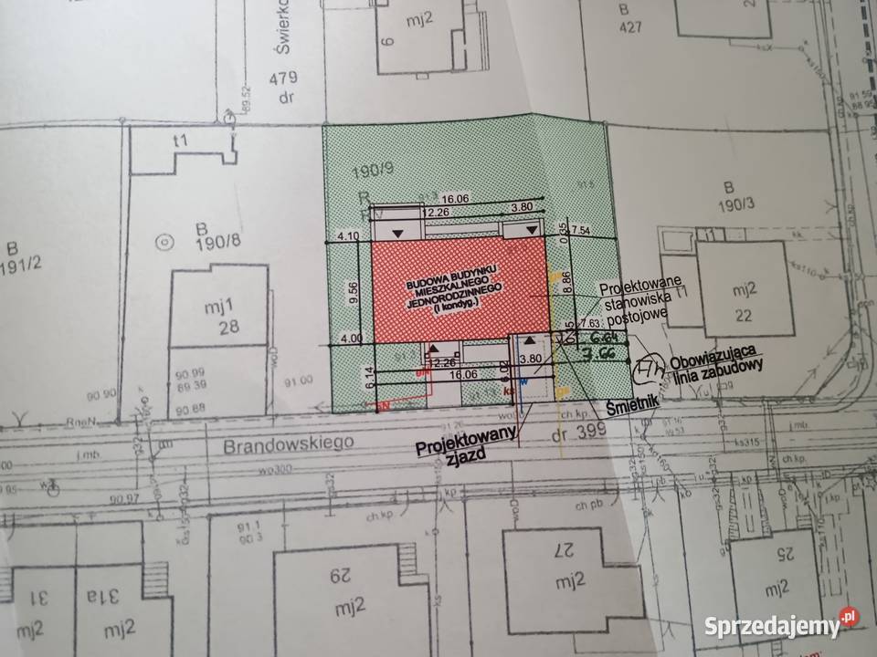 Sprzedam działkę z rozpoczętą budową 26.45m Wilkowyja