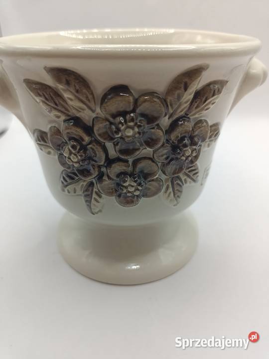 Doniczka osłonka porcelana kwiaty brązowe Rosa