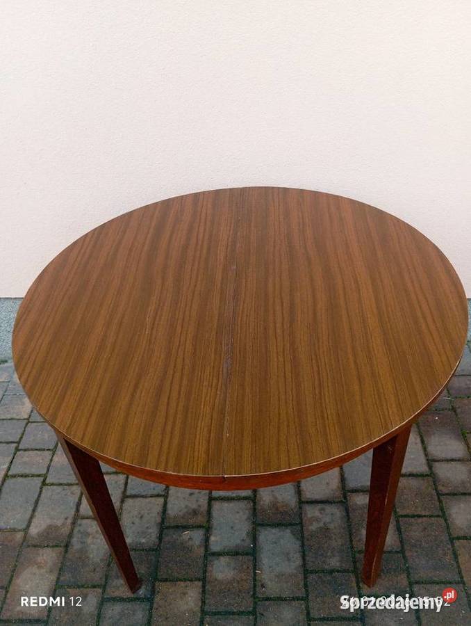 Stół okrągły rozkładany PRL Transport Myszków