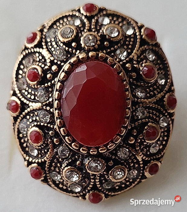 Pierścień w kolorze złota antycznego duży Zegarki i Biżuteria Radom