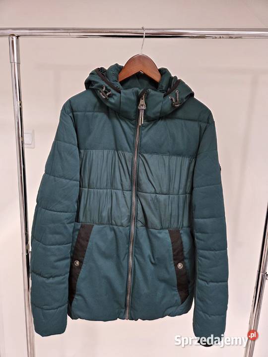 Zielona kurtka zimowa pikowana z kapturem Tom Kurtki i płaszcze Liszki