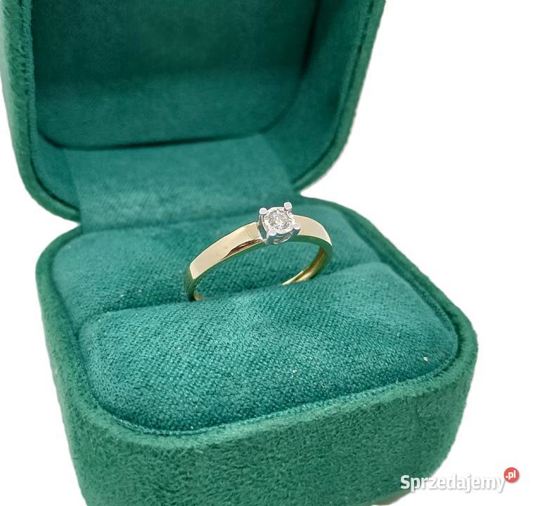 Złoty Pierścionek z Diamentem pr 375 107g złoto