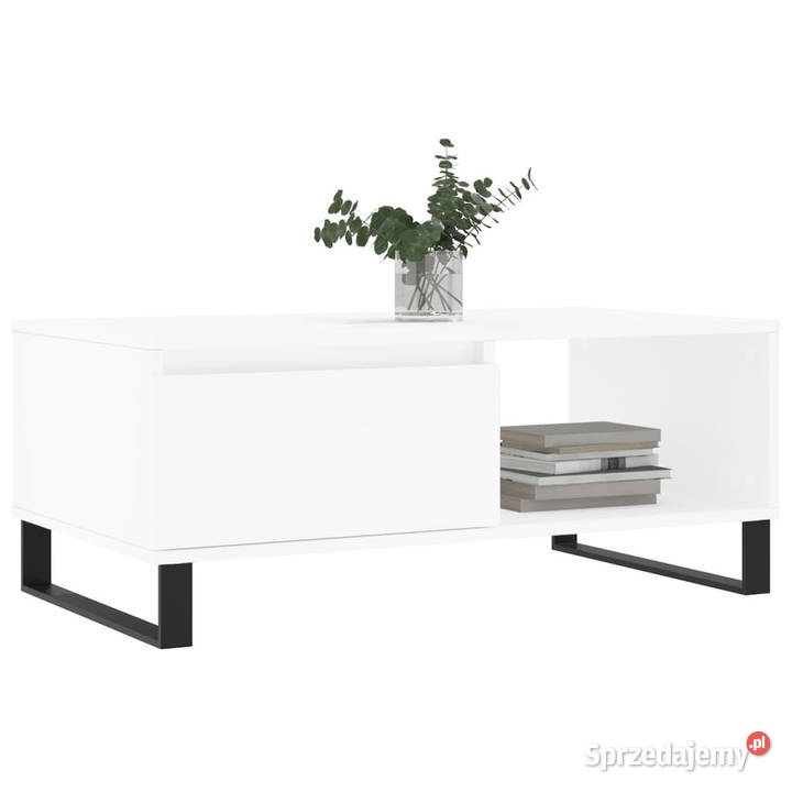 Stolik kawowy biały 90x50x365 materiał
