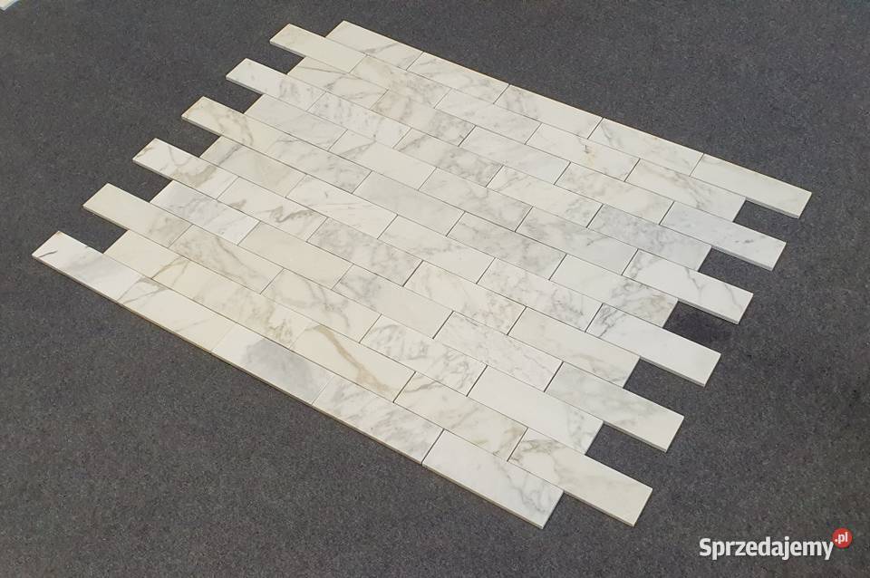 Mozaika Bianco Calacatta matowa Bricks Cegiełka Płytki i fugi Bielawa