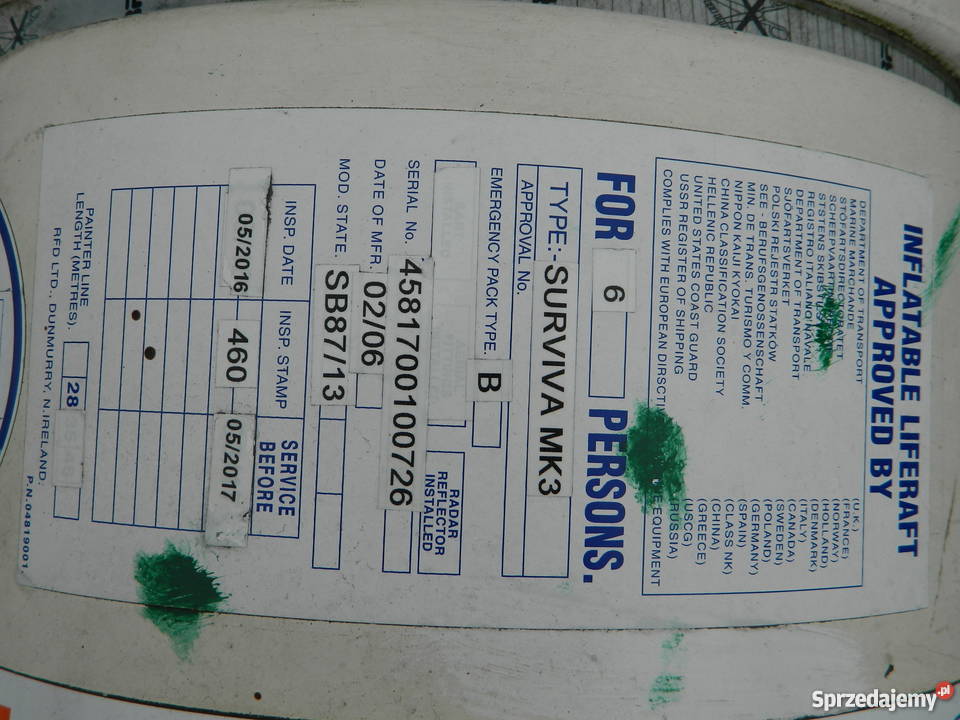 Tratwa ratunkowa pneumatyczna szalupa Sport i Wypoczynek Gdańsk