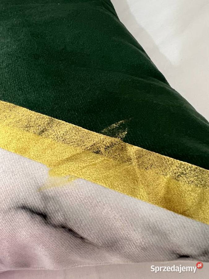 Poszewka na poduszkę marmur złoto butelkowa Jasło