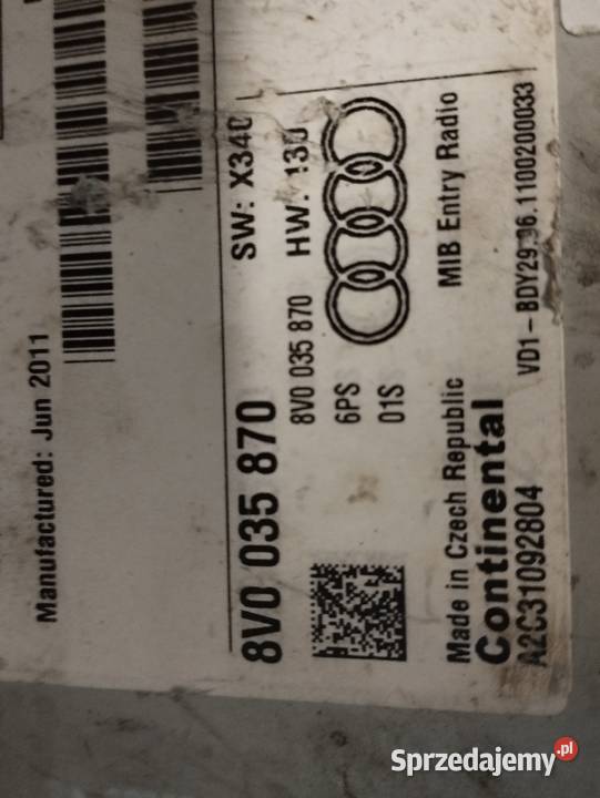 ODTWARZACZ PŁYT 8V0 8V0035870 AUDI A3 8V osobowe Kłodzko