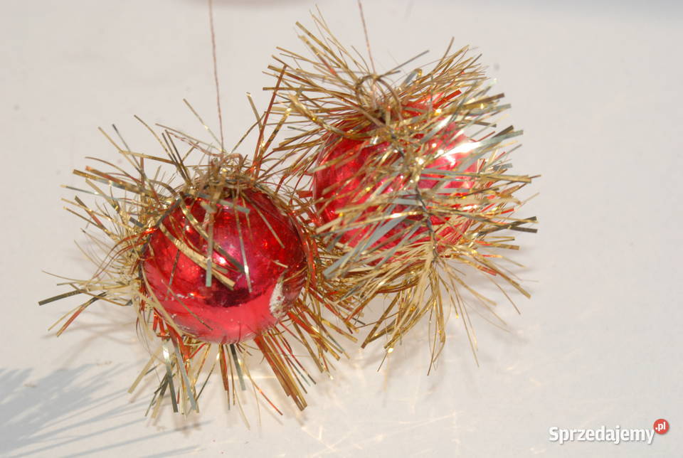 Stara ozdoba choinkowa bombka czerwone kulki śląskie Cieszyn