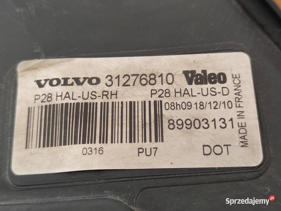 Lampa Prawy Przód Volvo Xc90 I 31276810 osobowe Pleszew