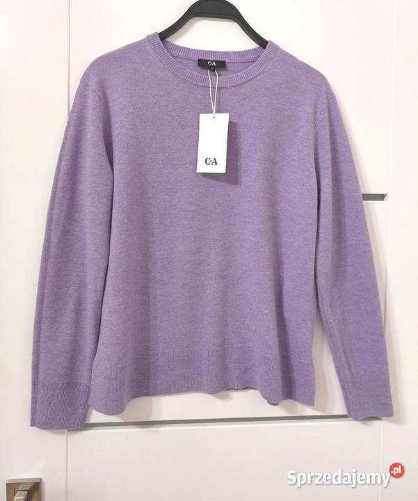 Sweterek fioletowy M 38 CA kaszmir i wełna Nowy Warszawa