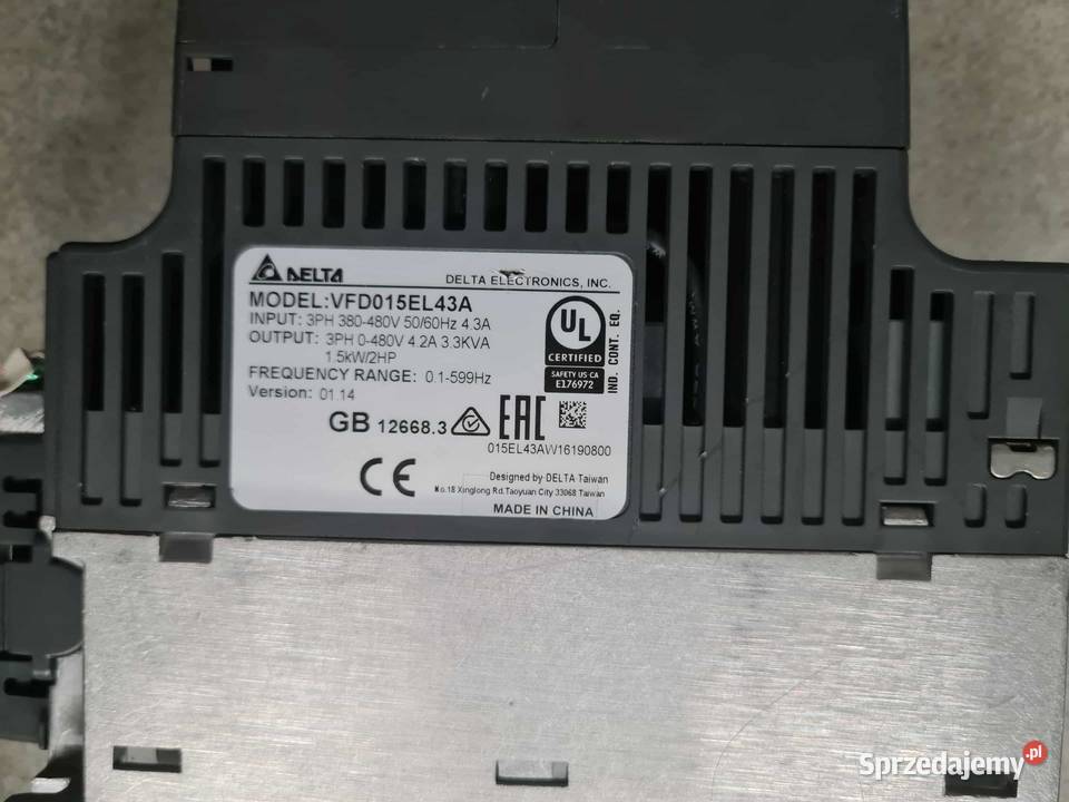 Falownik 15KW Delta VFD015EL43A łódzkie Bratoszewice sprzedam