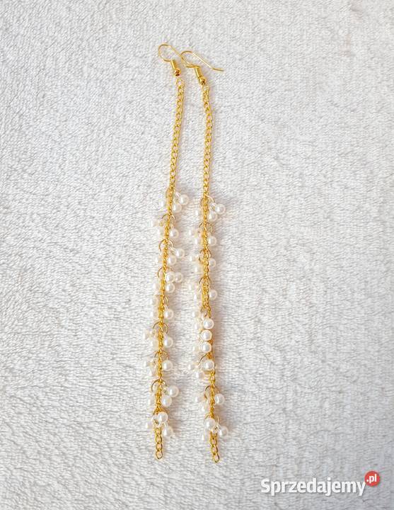 Długie kolczyki zielony złoty kolor indyjskie zachodniopomorskie Szczecin
