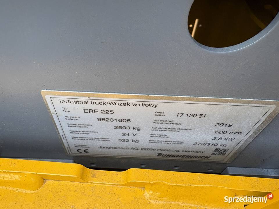 Paleciak elektryczny Jungheinrich ERE 225 25t Wózki widłowe