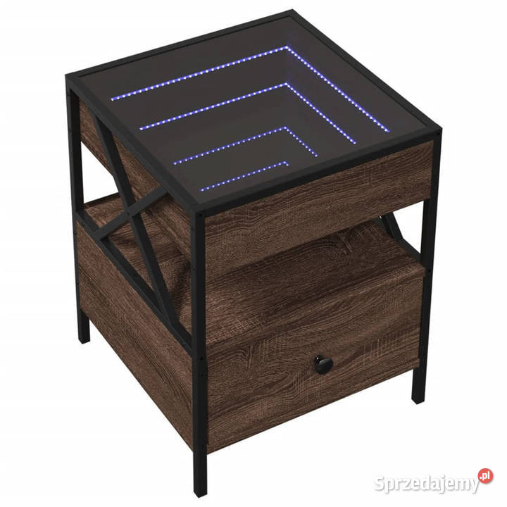 Stolik nocny z LED Infinity brązowy dąb 40x40x51 Nocne mazowieckie Warszawa