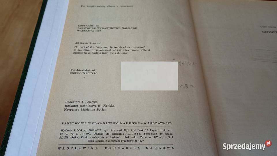 Geometria wykreślna 2 rzutowa album rysunki Rok wydania 1969 sprzedam