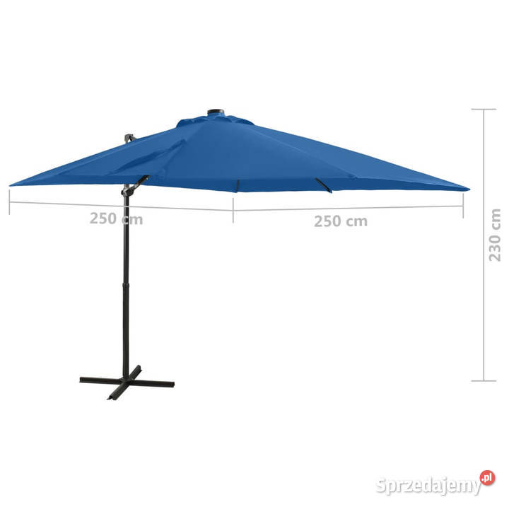 Parasol wiszący z LED i słupkiem niebieski 250 mazowieckie Warszawa