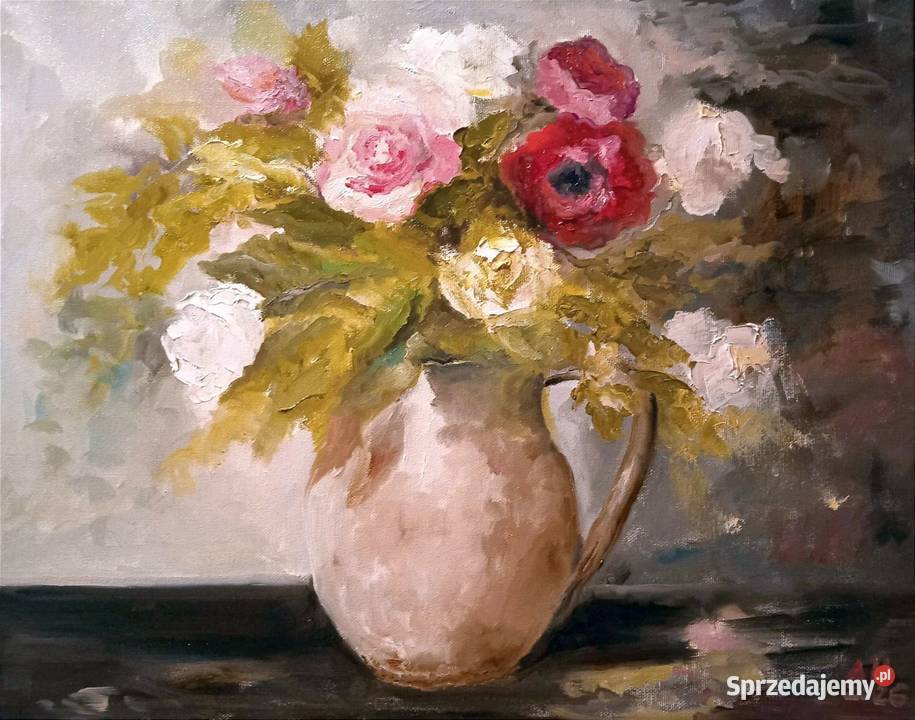 Obraz olejny Róże w dzbanie Barlinek