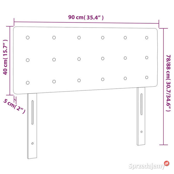 Zagłówek do łóżka z LED jasnoszary 90x5x7888 Warszawa