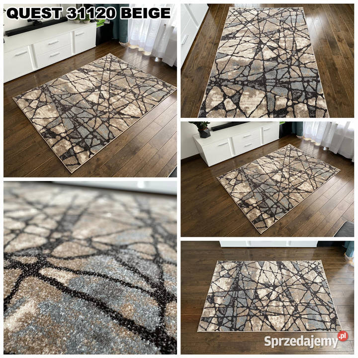GĘSTY DYWAN 120X170 QUEST 31120 RÓŻNE WYMIARY beżowy Białystok sprzedam