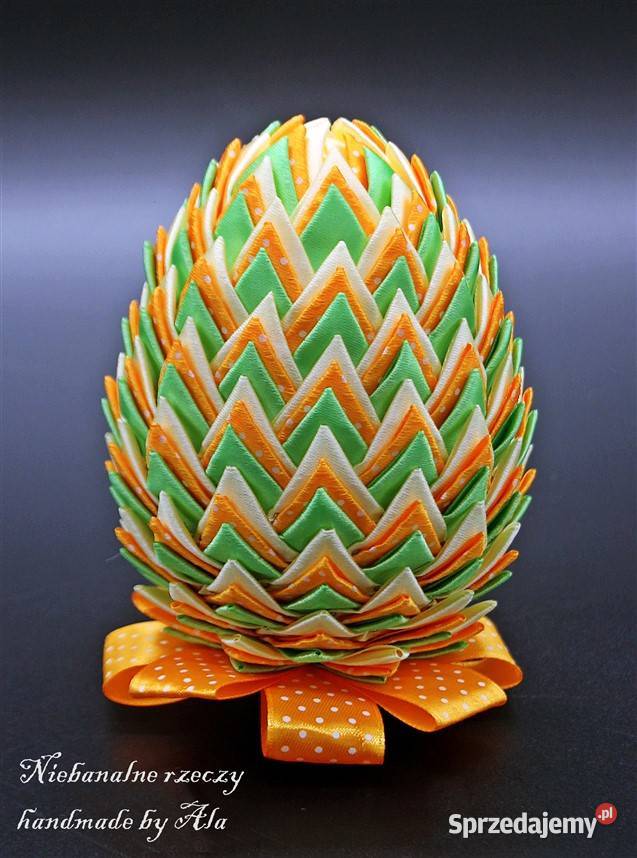Jajka ze wstążki pisanki ozdoba Wielkanoc prezent