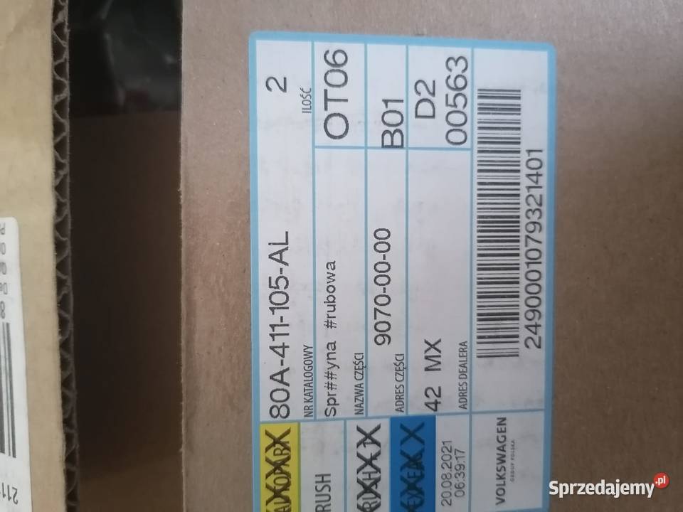 Sprężyny Audi Q5 numer 80A411105AL Hażlach