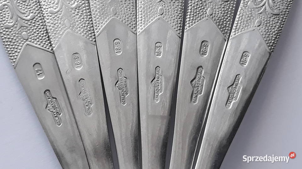 Łyżki obiadowe 1 ROŚLINNY Gerlach sztućce PRL Sztućce Dąbrowa Górnicza