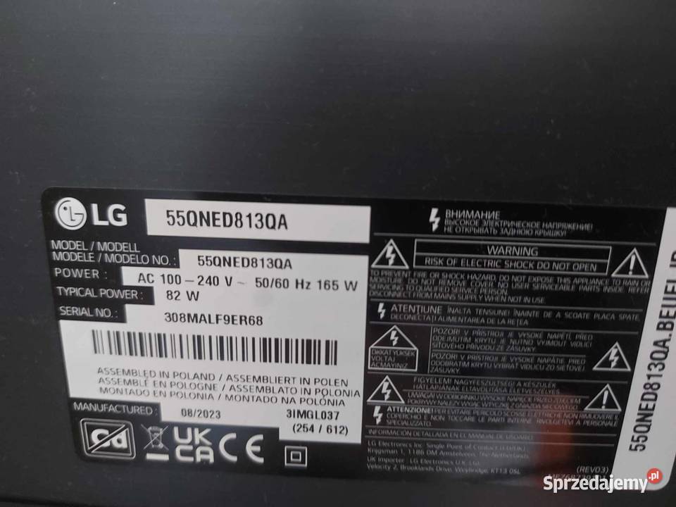 Sprzedam LED LG 55QNED813QA 55 4K UHD uszkodzona wielkopolskie Rawicz sprzedam