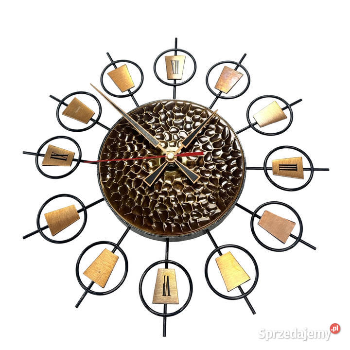 Zegar ścienny sunburst metal i mosiądz ścienny mazowieckie Warszawa