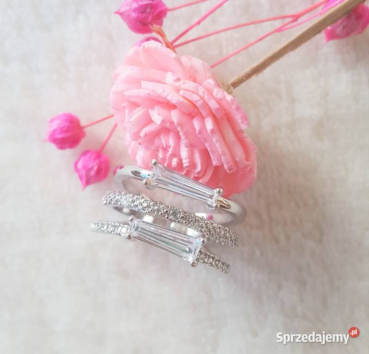 Pierścionek srebrny kolor białe złoto pozłacany Szczecin sprzedam