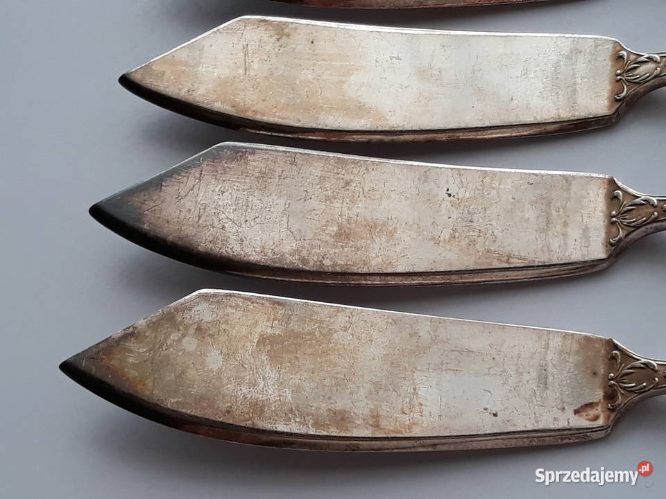 Posrebrzane noże do ryb ROMAŃSKI Hefra sztućce Dąbrowa Górnicza