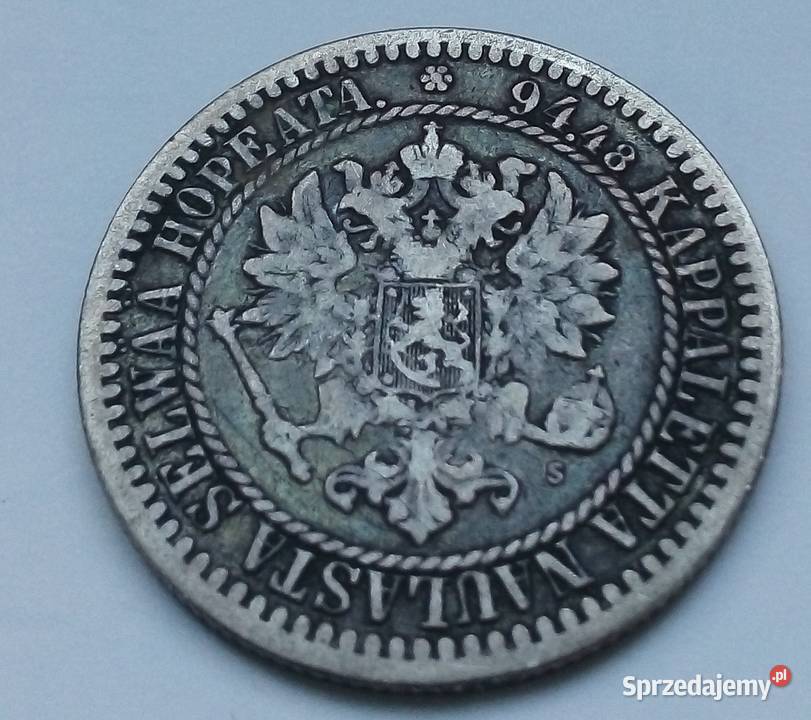 FINLANDIA1 MARKKA1865 rS SREBRO 08680 ZABÓR