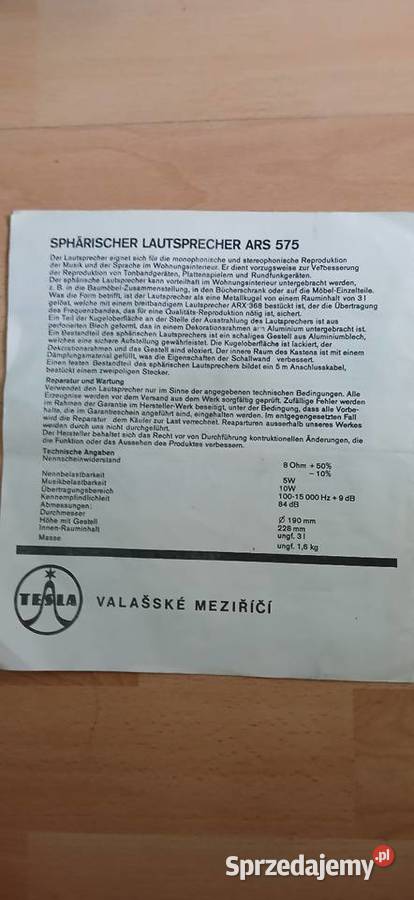 Kolumna glosnikowa firmy TESLA Kraków