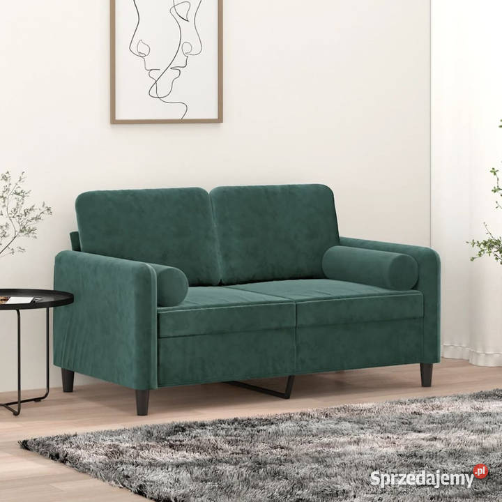 2osobowa sofa z poduszkami ciemnozielona 120 mazowieckie Warszawa